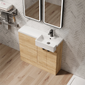 Bradwell 1000mm Combination Unit Bleached Oak & Semi Recessed Square Basin