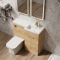 Parkhouse 1100mm L Shape Combination Basin and WC Unit - Bleached Oak