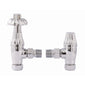 Westminster Chrome Thermostatic Radiator Round Valves with 130mm Pipe Sleeves - Angled