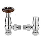 Chelsea Chrome Thermostatic Radiator Round Valves with 130mm Pipe Sleeves - Angled