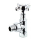 Chrome Manual Radiator Round Valves with 130mm Pipe Sleeves - Angled | Crosshead