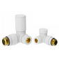 White Manual Radiator Round Valves with 130mm Pipe Sleeves - Corner