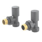 RAL7012 Manual Radiator Round Valves with 130mm Pipe Sleeves - Angled