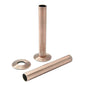 Westminster Antique Copper Thermostatic Radiator Round Valves with 130mm Pipe Sleeves - Angled