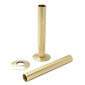 Westminster Polished Brass Thermostatic Radiator Round Valves with 130mm Pipe Sleeves - Angled