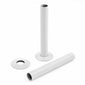 White Thermostatic Radiator Round Valves with 130mm Pipe Sleeves - Straight