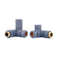 RAL7012 Manual Dual Fuel Radiator Round Valves with 130mm Pipe Sleeves - Corner