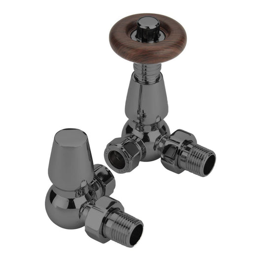  Thermostatic Chelsea Radiator Valve & Lockshield Sets (Pair) | Corner -  Black Nickel