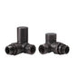 Brushed Gunmetal Manual Radiator Round Valves with 130mm Pipe Sleeves - Corner