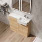 Bradwell 1000mm Combination Unit Bleached Oak & Semi Recessed Square Basin