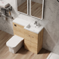 Parkhouse 1100mm L Shape Combination Basin and WC Unit - Bleached Oak