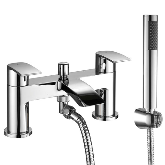  Portobello Bath Shower Mixer with Slider Rail Kit - Chrome - welovecouk