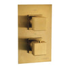  Aquadart Observa Thermostatic Concealed Shower Valve with Square Slide Rail Kit - Brushed Brass - welovecouk