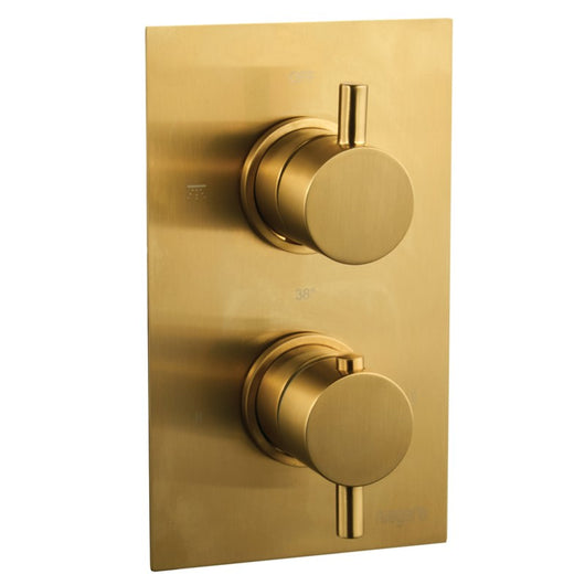  Aquadart Equate Concealed Twin Valve Round Head - Brushed Brass