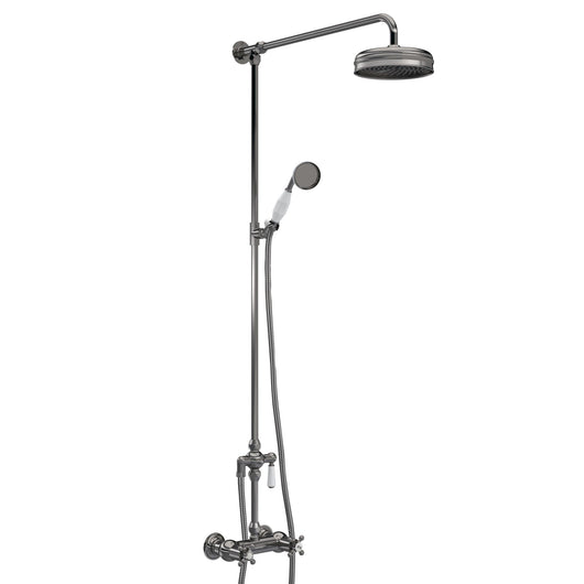  Nuie Traditional Thermostatic Shower Valve & Dual Kit - Brushed Pewter - welovecouk