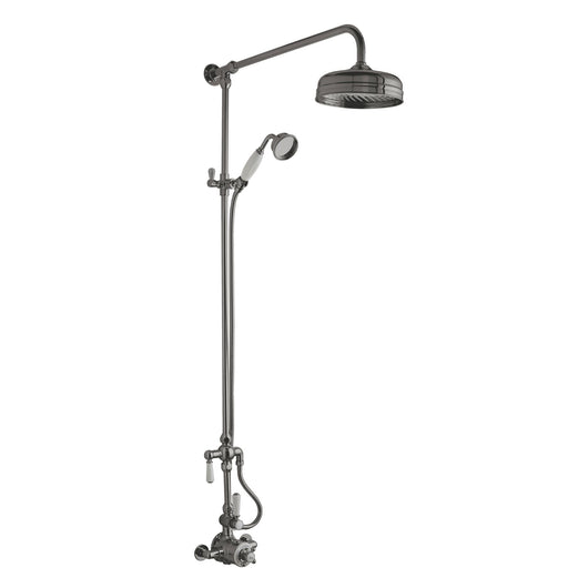 Hudson Reed Traditional Shower Kit With Head and Handset - Brushed Pewter - welovecouk