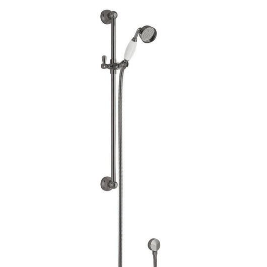  Nuie Traditional Slider Shower Rail Kit & Traditional Handset - Brushed Pewter - welovecouk