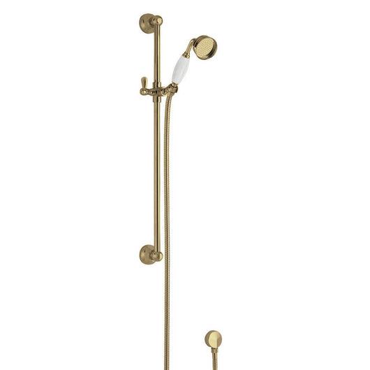  Hudson Reed Traditional Slider Shower Rail Kit & Traditional Handset - Brushed Brass - welovecouk