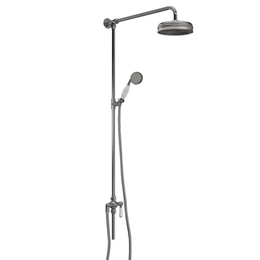  Hudson Reed Rigid Riser Shower Kit With Handset - Brushed Pewter - welovecouk