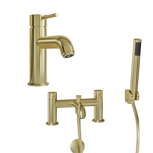  ARLO - Brushed Brass Mono Basin Mixer Inc P/B Waste and Bath Shower Mixer Inc Handset