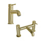 ARLO - Brushed Brass Mono Basin Mixer Inc P/B Waste and Bath Filler