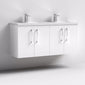 Nuie Arno 1200mm Wall Hung 4-Door Vanity & Double Basin 1 - Gloss White