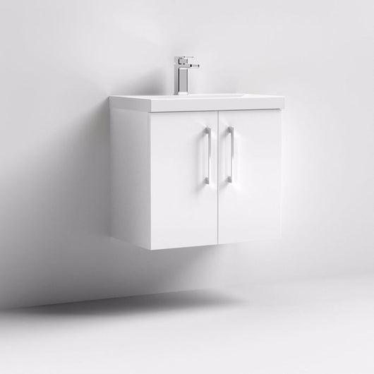  Nuie Arno 600mm Wall Hung 2-Door Vanity & Basin 3 - Gloss White