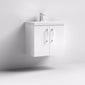 Nuie Arno 600mm Wall Hung 2-Door Vanity & Basin 3 - Gloss White