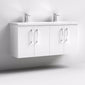 Nuie Arno 1200mm Wall Hung 4-Door Vanity & Double Basin 2 - Gloss White