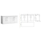 Nuie Arno 1200mm Wall Hung 4-Door Vanity & Laminate Worktop - Gloss White (Sparkling White Worktop)