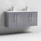 Nuie Arno 1200mm Wall Hung 4-Door Vanity & Double Basin 1 - Cloud Grey