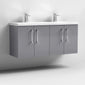 Nuie Arno 1200mm Wall Hung 4-Door Vanity & Double Basin 2 - Cloud Grey