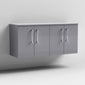 Nuie Arno 1200mm Wall Hung 4-Door Vanity & Worktop - Cloud Grey