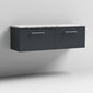 Nuie Arno 1200mm Wall Hung 2-Drawer Vanity & Laminate Worktop - Soft Black