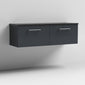 Nuie Arno 1200mm Wall Hung 2-Drawer Vanity & Laminate Worktop - Soft Black