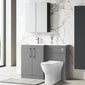 Nuie Arno L-Shaped 1100 Floor Standing Marble Stone Basin Combination Unit - Satin Grey with Freya Toilet - welovecouk