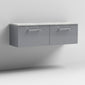 Nuie Arno 1200mm Wall Hung 2-Drawer Vanity & Laminate Worktop - Satin Grey