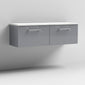 Nuie Arno 1200mm Wall Hung 2-Drawer Vanity & Laminate Worktop - Satin Grey