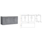 Nuie Arno 1200mm Wall Hung 4-Door Vanity & Laminate Worktop - Satin Grey (Bellato Grey Worktop)