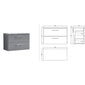 Nuie Arno 800mm Wall Hung 2-Drawer Vanity & Laminate Worktop - Satin Grey