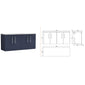 Nuie Arno 1200mm Wall Hung 4-Door Vanity & Laminate Worktop - Midnight Blue (Carrera Marble Worktop)