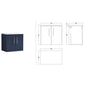 Nuie Arno 600mm Wall Hung 2-Door Vanity & Laminate Worktop - Midnight Blue