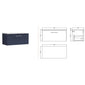 Nuie Arno 800mm Wall Hung 1-Drawer Vanity & Laminate Worktop - Midnight Blue