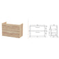 Nuie Arno 800mm Wall Hung 2-Drawer Vanity & Laminate Worktop - Bleached Oak