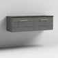 Nuie Arno 1200mm Wall Hung 2-Drawer Vanity & Laminate Worktop - Anthracite Woodgrain