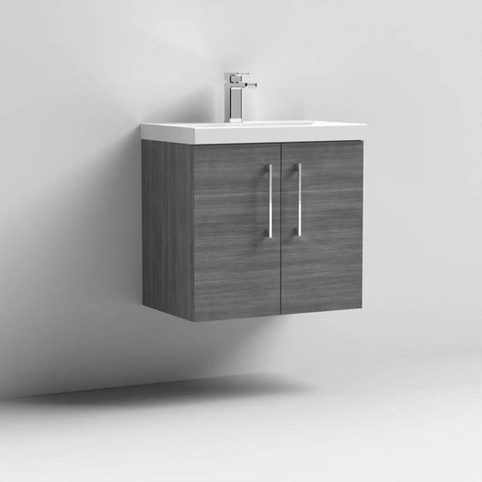  Nuie Arno 600mm Wall Hung 2-Door Vanity & Basin 3 - Anthracite