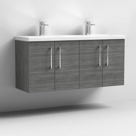  Nuie Arno 1200mm Wall Hung 4-Door Vanity & Double Basin 2 - Anthracite