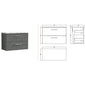 Nuie Arno 800mm Wall Hung 2-Drawer Vanity & Laminate Worktop - Anthracite Woodgrain