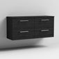 Nuie Arno 1200mm Wall Hung 4-Drawer Vanity & Worktop - Charcoal Black