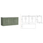 Nuie Arno 1200mm Wall Hung 4-Door Vanity & Laminate Worktop - Satin Green (Bellato Grey Worktop)